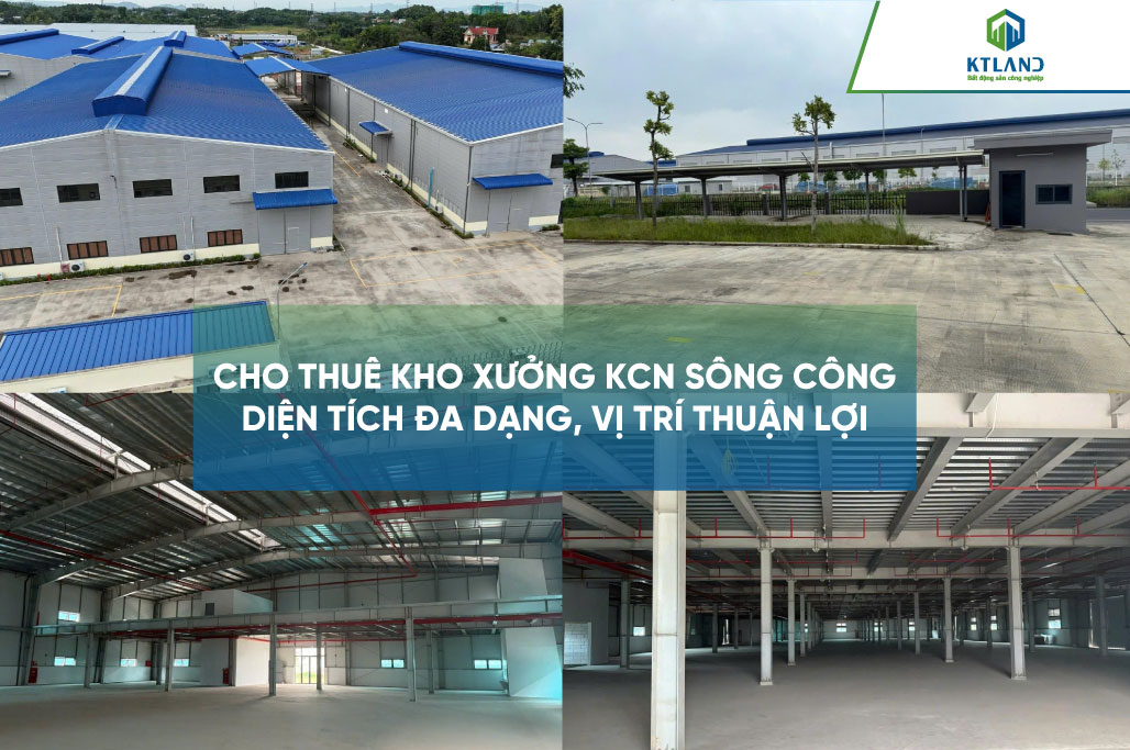Cho thuê kho xưởng KCN Sông Công diện tích đa dạng, vị trí thuận lợi