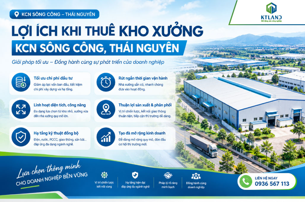 Lợi thế khi doanh nghiệp thuê kho xưởng KCN Sông Công Thái Nguyên