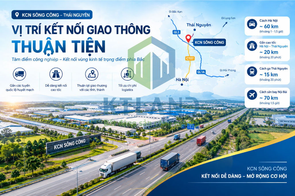 Lợi thế vị trí thuận lợi giao thông KCN Sông Công
